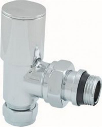 Luxe radiatorventiel 1/2" x 15 mm (M22) knel, haaks, chroom