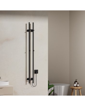 1500x168 - 120 Watt | Elektrische Dubbele Staafhanddoekradiator - Mat Zwart