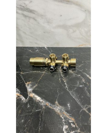 Gouden radiator aansluitset Haaks voor radiatoren met onder aansluiting t.b.v 16 mm buis