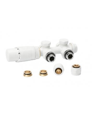Witte radiator aansluitset Recht voor radiatoren met onder aansluiting t.b.v 16 mm buis