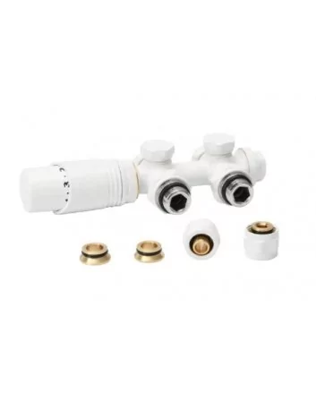 Witte radiator aansluitset Recht voor radiatoren met onder aansluiting t.b.v 16 mm buis