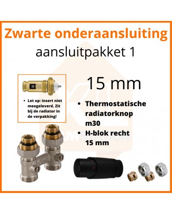 Eco 8 Zwarte thermostatisch aansluitpakket 1 t.b.v. 15 mm buis