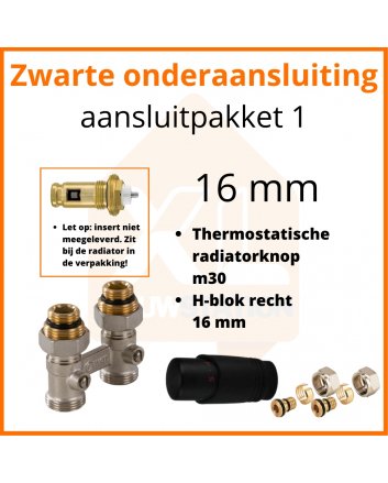 Eco 8 Zwarte thermostatisch aansluitpakket 1 t.b.v. 16 mm buis