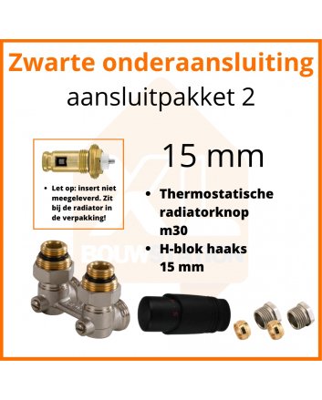 Eco 8 Zwarte thermostatisch aansluitpakket 2 t.b.v. 15 mm buis