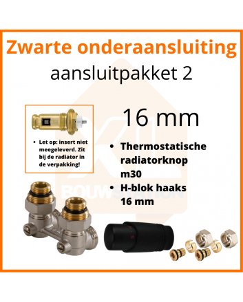 Eco 8 Zwarte thermostatisch aansluitpakket 2 t.b.v. 16 mm buis