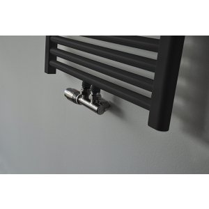 Riko Set thermostatisch onderblok, haaks-links, geborsteld staal
