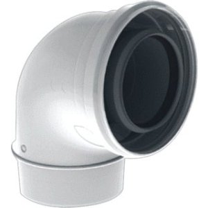 TwinSafe Bocht 90° Ø60/100 mm Concentrisch Wit PP