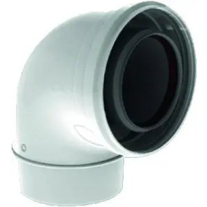 TwinSafe Bocht 90° Ø80/125 mm Concentrisch Wit PP