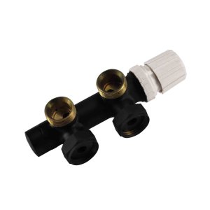 Thermostatisch onderblok 3/4", haaks-rechts, mat zwart