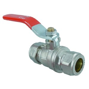 Riko kogelkraan volle doorlaat knel 28 mm x 28 mm vernikkeld