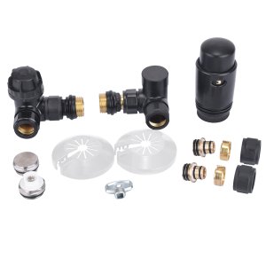 Riko Luxe thermostatische radiator aansluitset, haaks verkeerd rechts, mat zwart