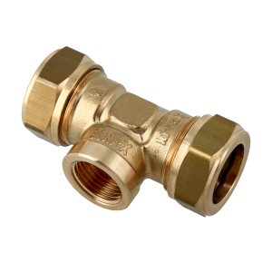 Bonfix Messing Knel x Binnendraad x Knel T-koppeling | 22 x 1/2 x 22