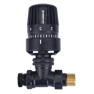 Thermostatisch radiatorventiel 1/2" x 15 mm, recht, mat zwart