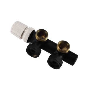 Thermostatisch onderblok 3/4", haaks-links, mat zwart