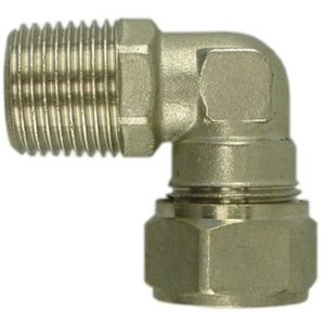 Radiatorkoppeling 1/2" x 15 mm knel, haaks, vernikkeld