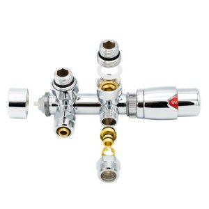 Chrome radiator aansluitset Haaks voor radiatoren met onder aansluiting