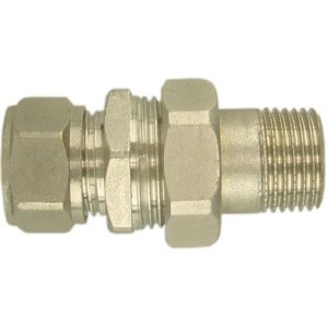 Radiatorkoppeling 3-delig 1/2" x 15 mm knel, recht, vernikkeld
