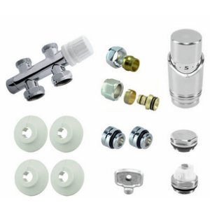 Riko Complete rechte onderblokset 16x2,0 mm + 15 mm knel, chroom