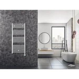 120x60cm - Ecorad E-Basic Round - Wit 500 watt - Elektrische badkamer handdoekradiator