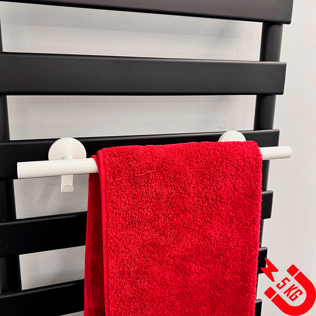 BSXL magnetisch 600 mm handdoekenrek voor radiatoren met haakje - Wit