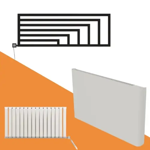 Verschillende elektrische horizontale radiatoren - Smart Designradiatoren Alex E en Nemo E en Stelrad E-Line paneelradiatoren in wit, mat zwart en antraciet