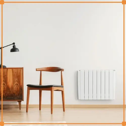 Elektrische radiator met WIFI-bediening in modern interieur - verwarmt zonder cv-ketel, bedienbaar via app met programmeerbare weekschema's