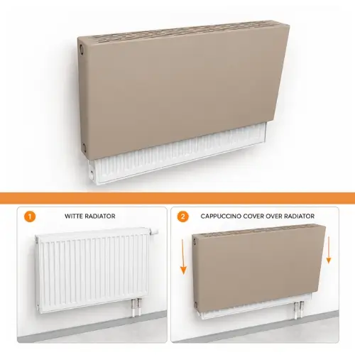 Cappuccino cover-ombouwradiator vlak - beige radiatorombouw over EcoRad Type 22 paneelradiator - directe voorraad vanaf 218 euro
