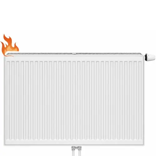 Paneelradiator met onder-aansluiting EcoRad Eco 8 - cv-aansluitpunten aan de onderkant met acht voorgeboorde punten - standaard bij nieuwbouw zonder vloerverwarming